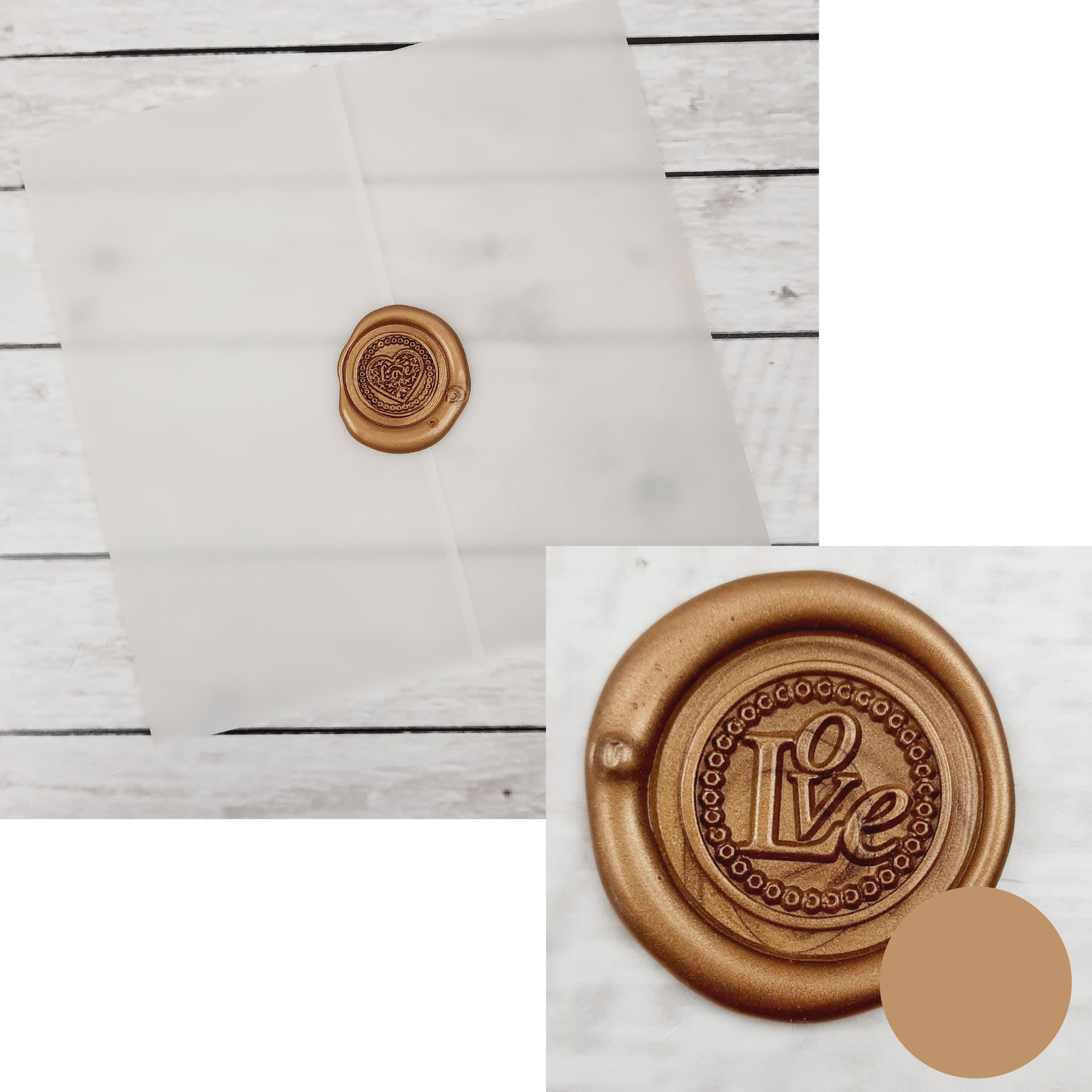 Vellum Wrap With Bronze Wax / Love Wax Seal