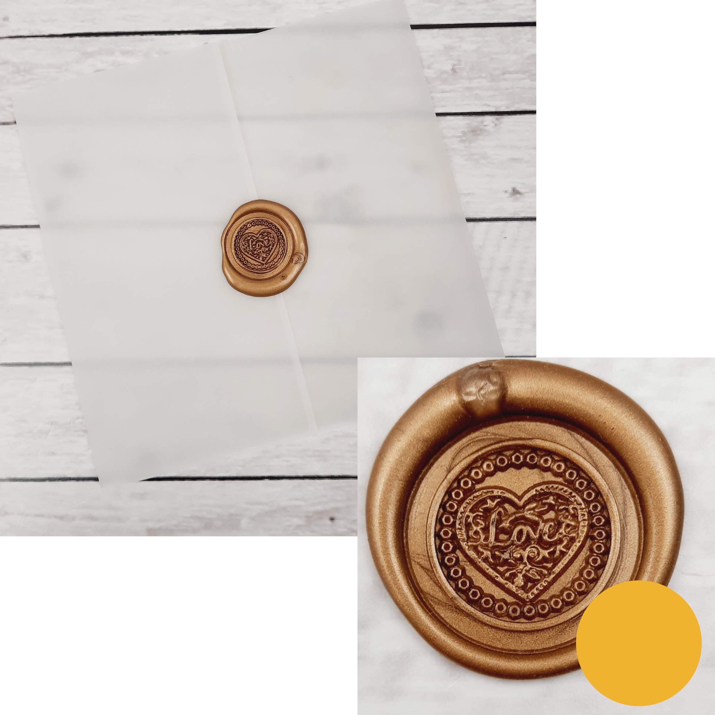 Vellum Wrap With Gold Wax / Love Heart Wax Seal